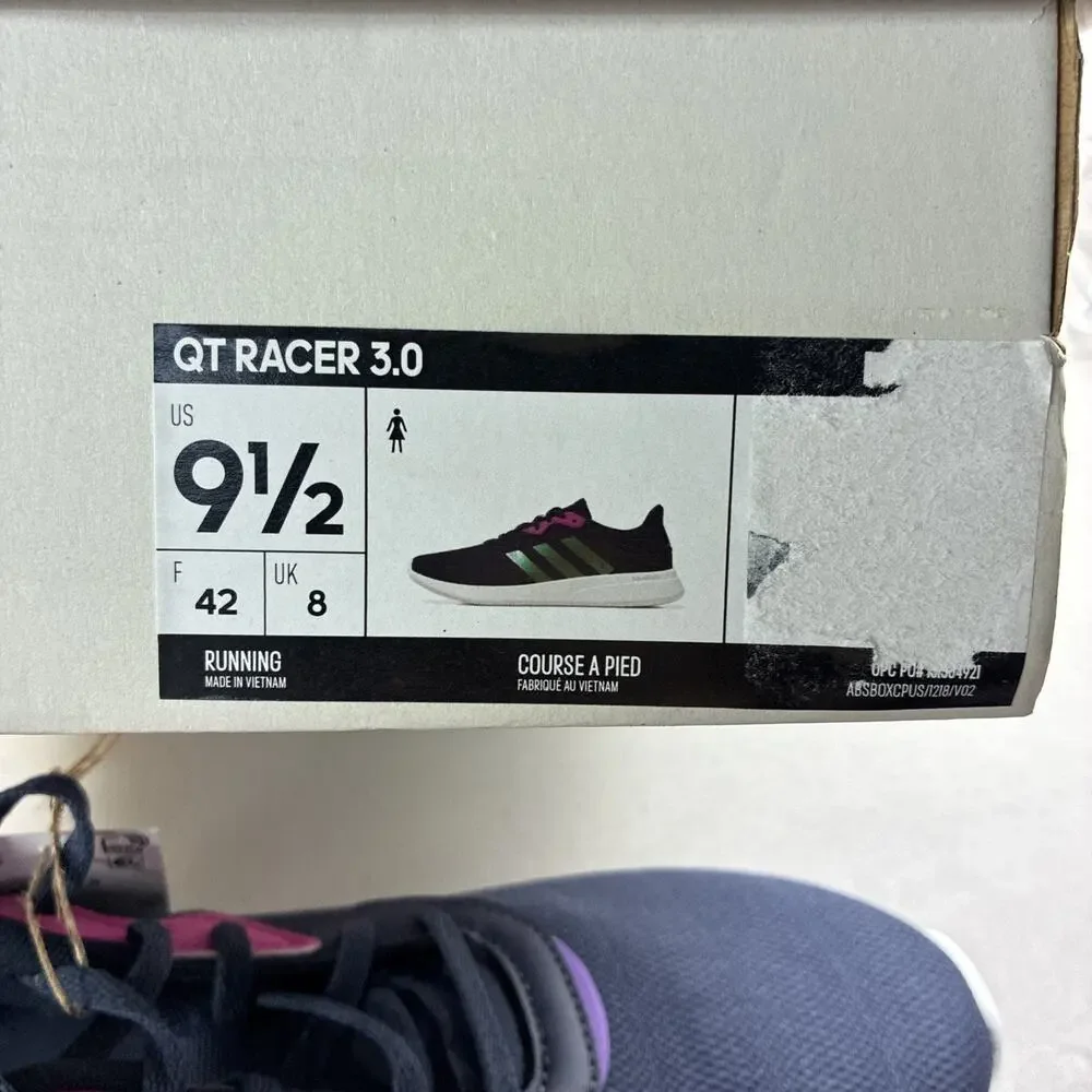 adidas Women's Size 9.5 QT Racer 3.0 Sneaker Navy Blue White HP6265 New With Box